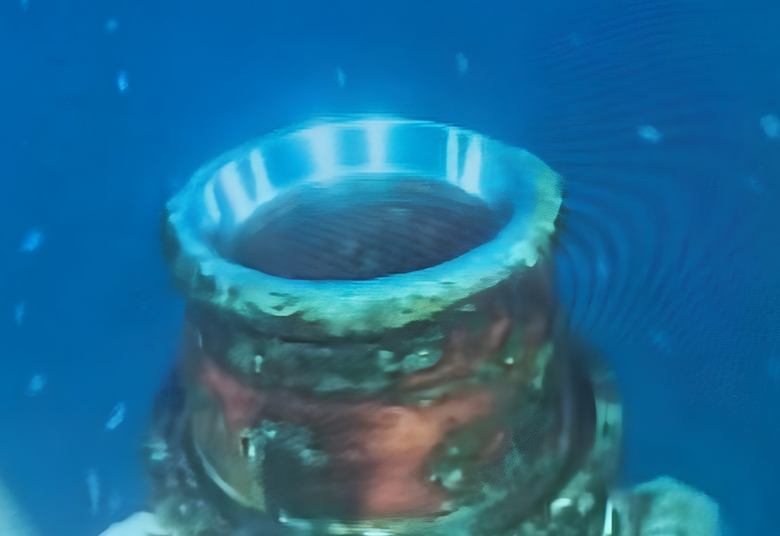 The same sealing face after subsea re-machining, bright metal restored to the seal angle