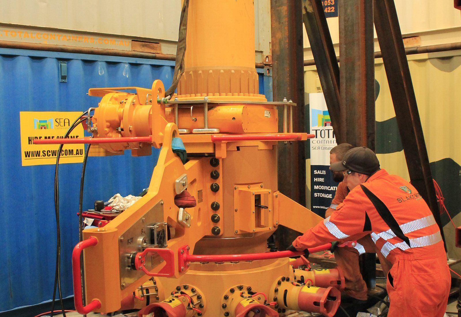 A Blakemere engineer working on a subsea intervention tool on the workshop floor