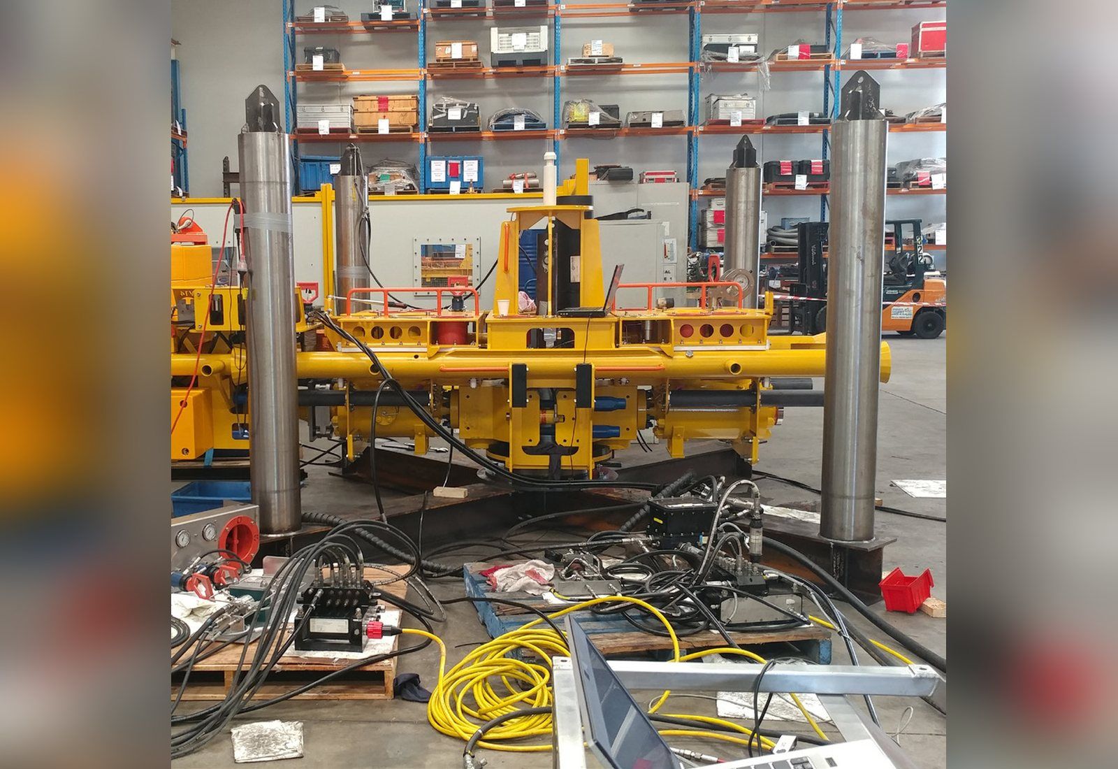 Equipment set up in the workshop before qualification testing
