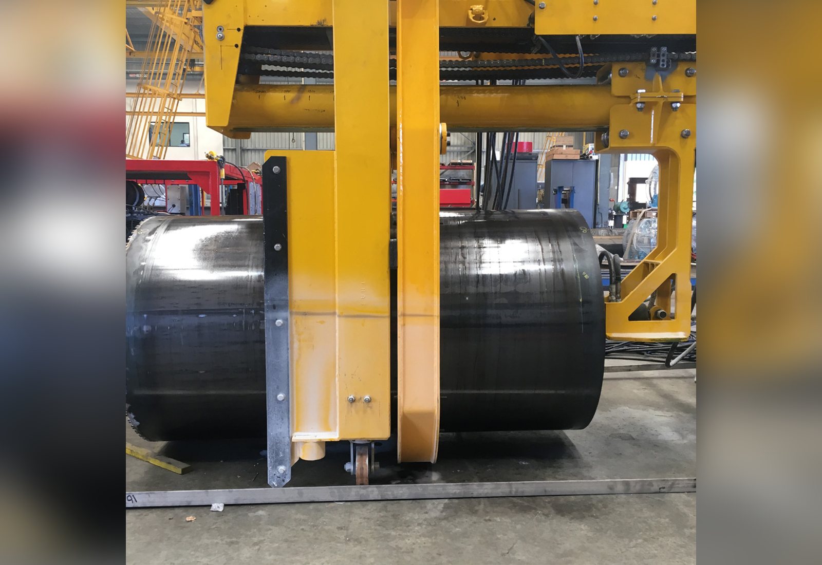 The diamond drill drum assembled in the workshop before mobilisation