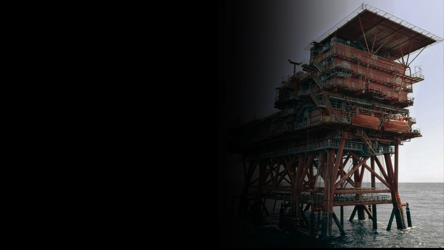 Offshore production platform standing in open water