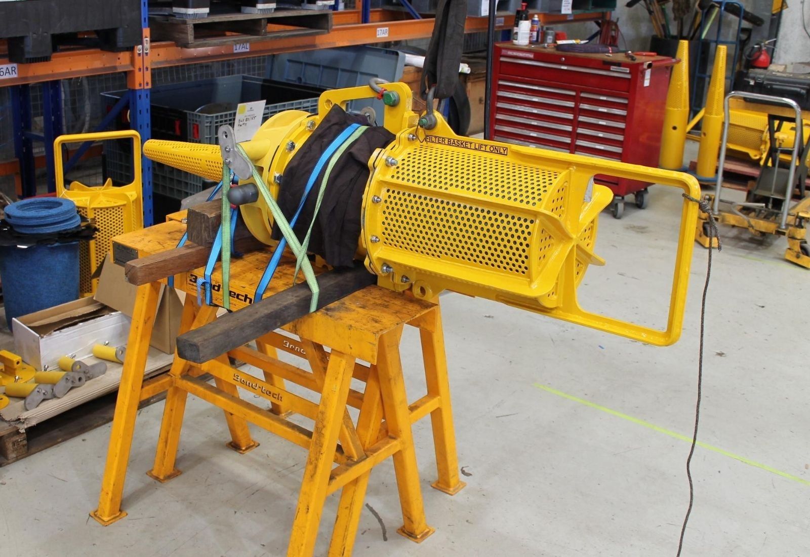NORM filtration unit on trestles in the Blakemere workshop