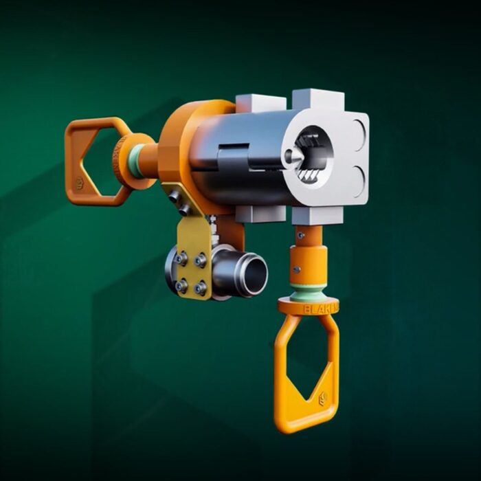 Design render of a pressure retaining plug with its running tool and lifting bail