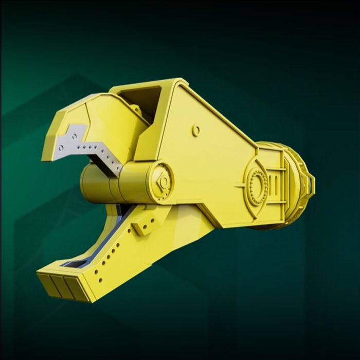 Render of a subsea shear with the jaw open.