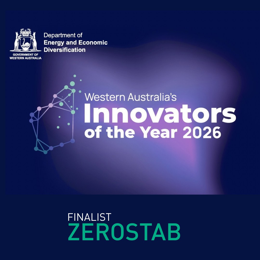 Western Australia&rsquo;s Innovators of the Year 2026 badge from the Department of Energy and Economic Diversification: Finalist, ZeroStab